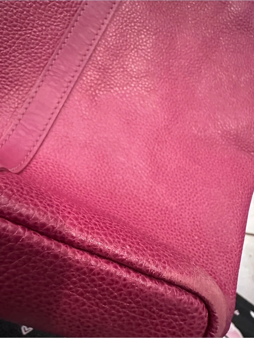 Longchamp Fuchsia Leather Tote with Silver Hardware